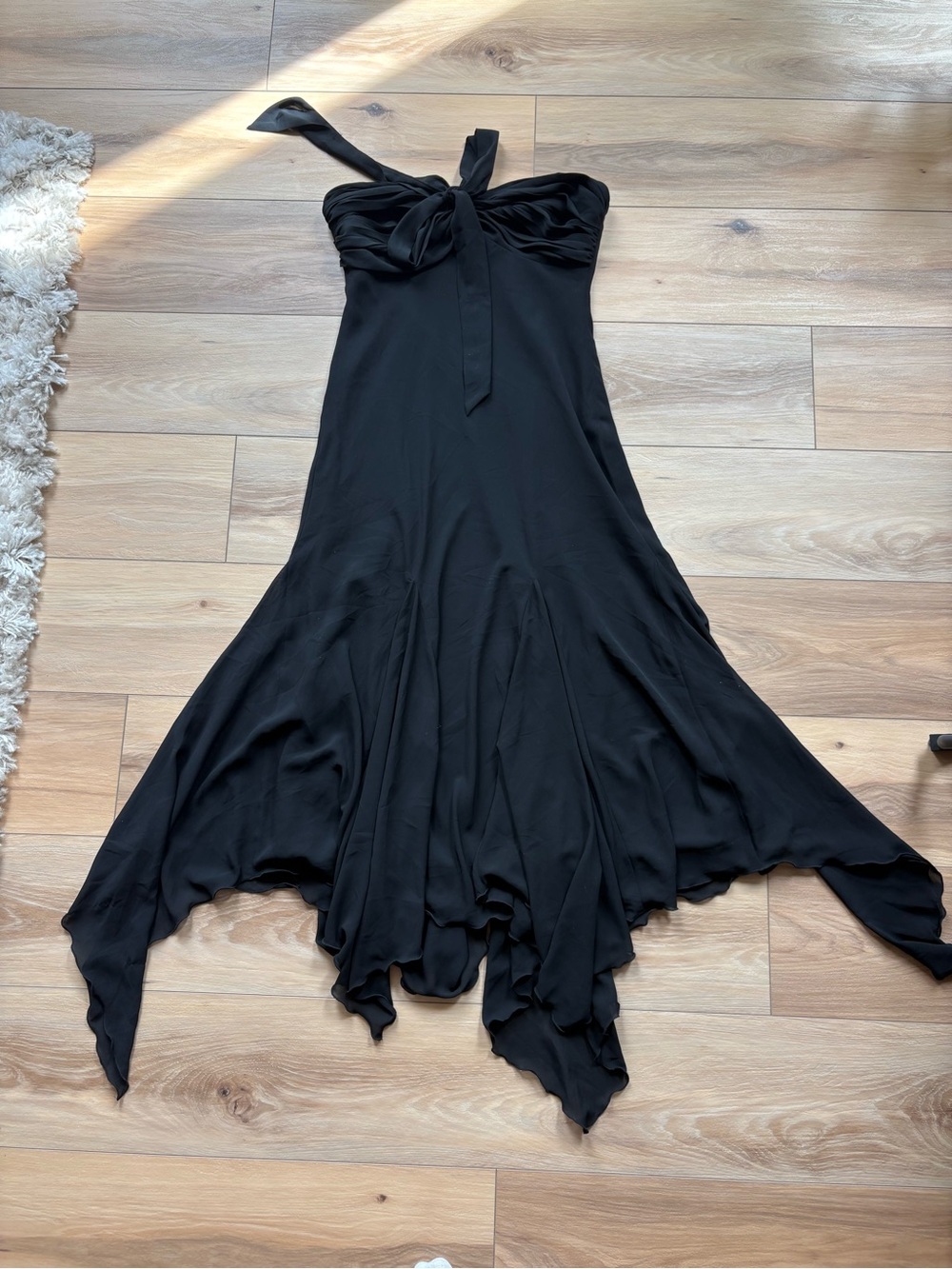 Strapless black midi dress with